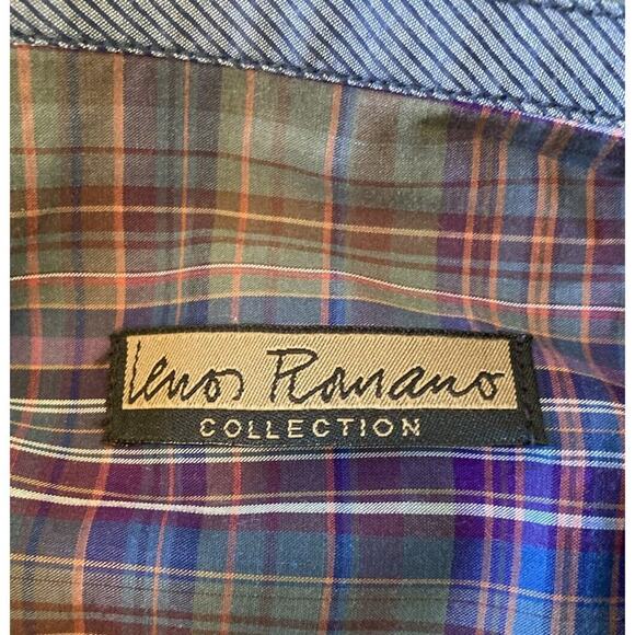Lenor Romano Plaid Long Sleeve Button Up Shirt Size 2XL Men’s Blue - Picture 3 of 9